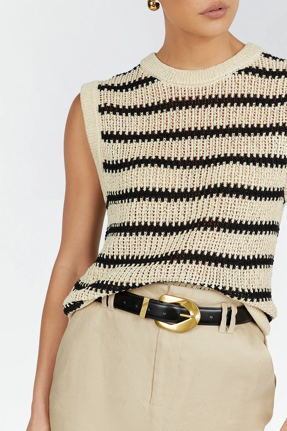 MARGOT WHEAT STRIPE KNIT TANK sold by Dissh product image thumbnail 5