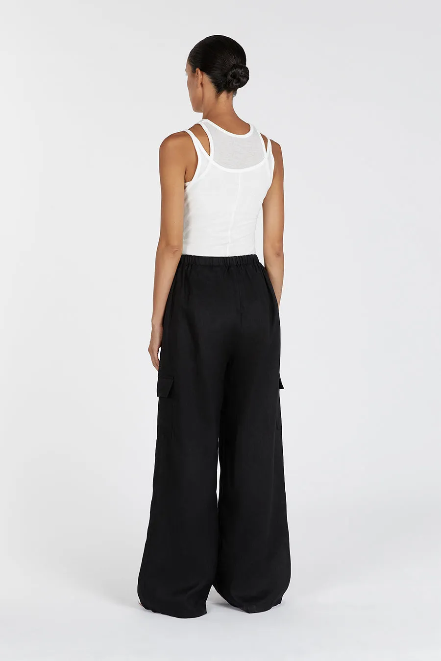 INGRID BLACK LINEN CARGO PANT sold by Dissh product image thumbnail 4