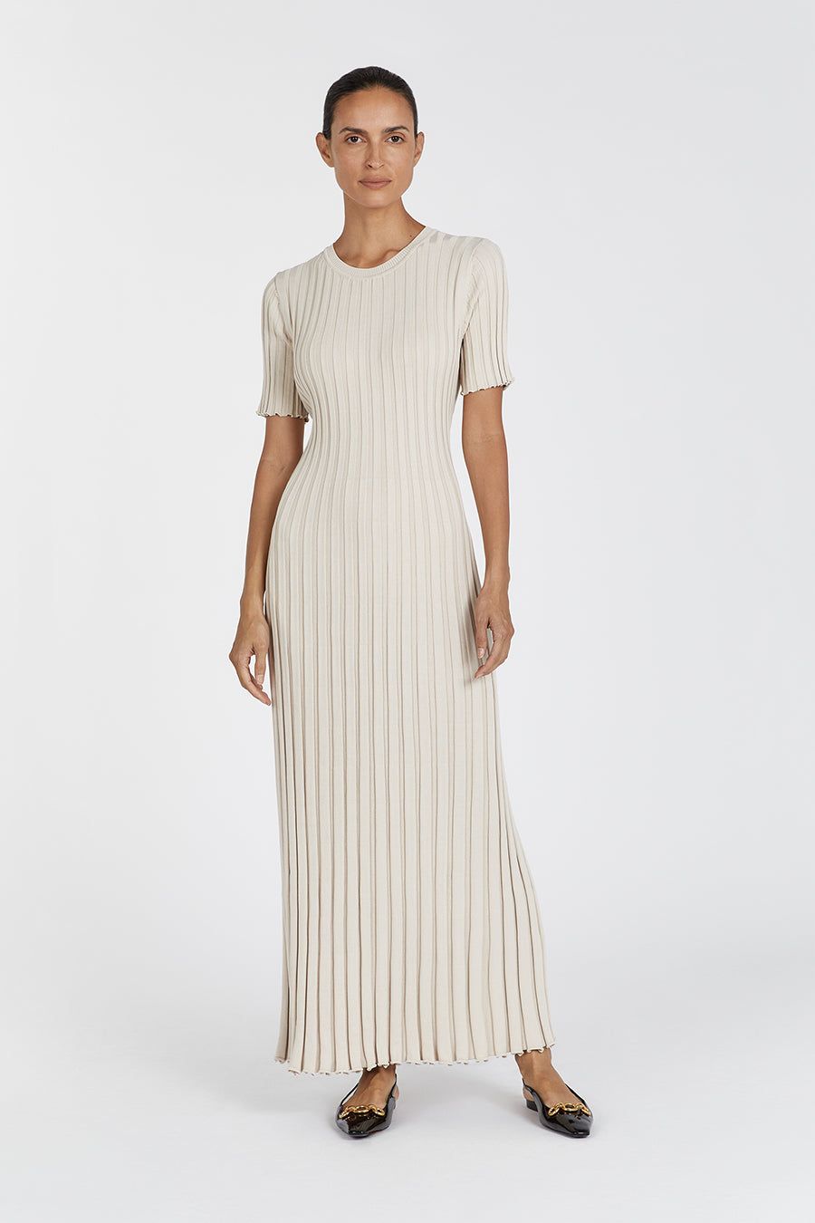 ADA STONE SHORT SLEEVE MIDI DRESS sold by Dissh