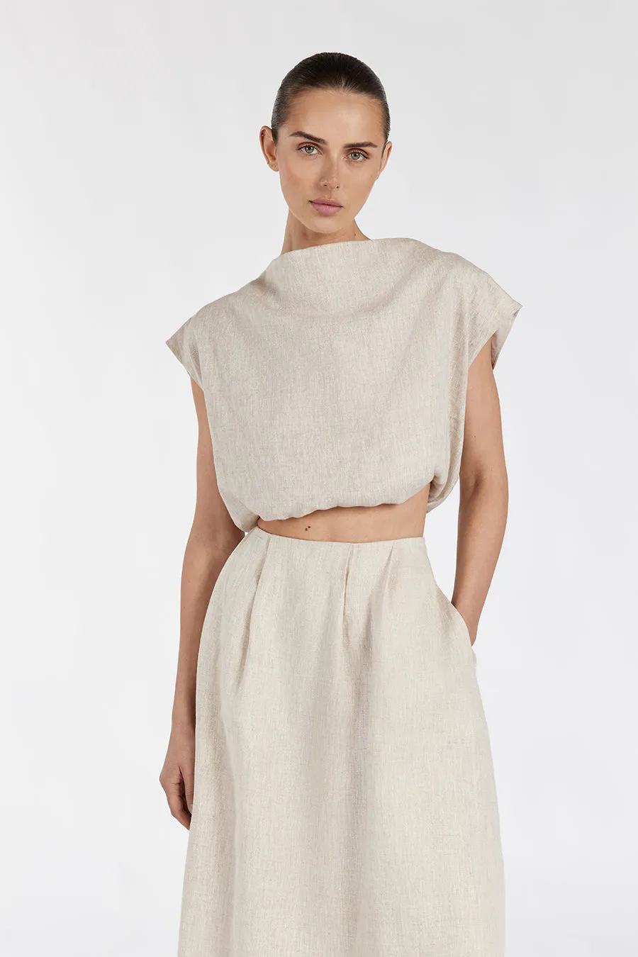 AMY NATURAL LINEN BUBBLE TOP sold by Dissh product image thumbnail 3