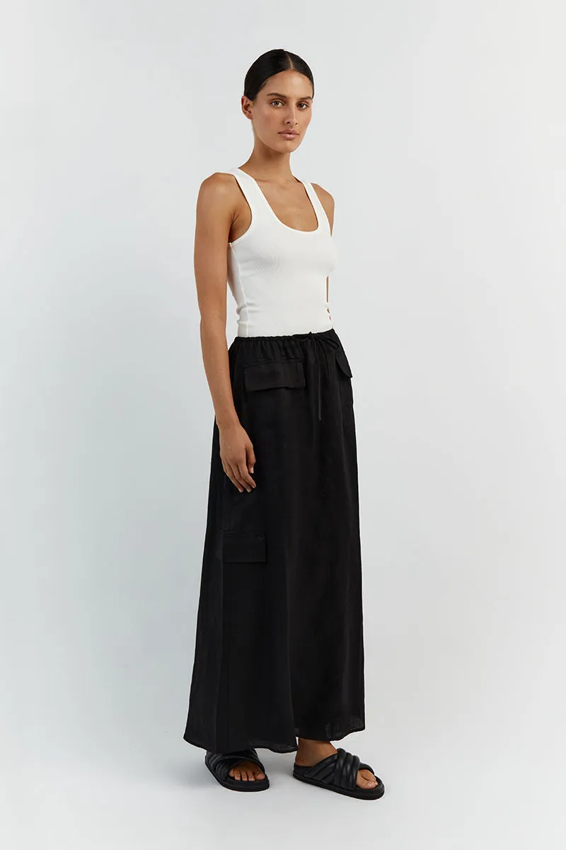 ISLA BLACK LINEN CARGO MAXI SKIRT sold by Dissh product image thumbnail 3