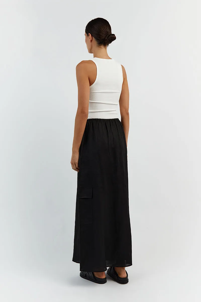 ISLA BLACK LINEN CARGO MAXI SKIRT sold by Dissh product image thumbnail 4