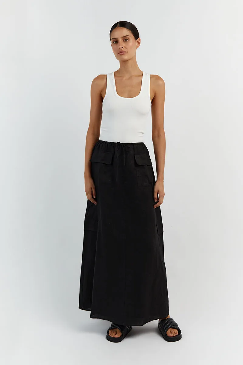 ISLA BLACK LINEN CARGO MAXI SKIRT sold by Dissh product image thumbnail 2
