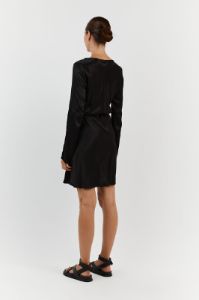 CHARLI BLACK SATIN SLIP MINI DRESS sold by Dissh