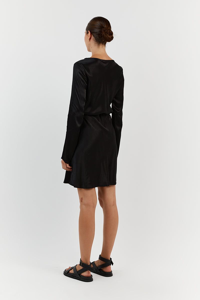 CHARLI BLACK SATIN SLIP MINI DRESS sold by Dissh product image thumbnail 4