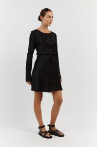 CHARLI BLACK SATIN SLIP MINI DRESS sold by Dissh