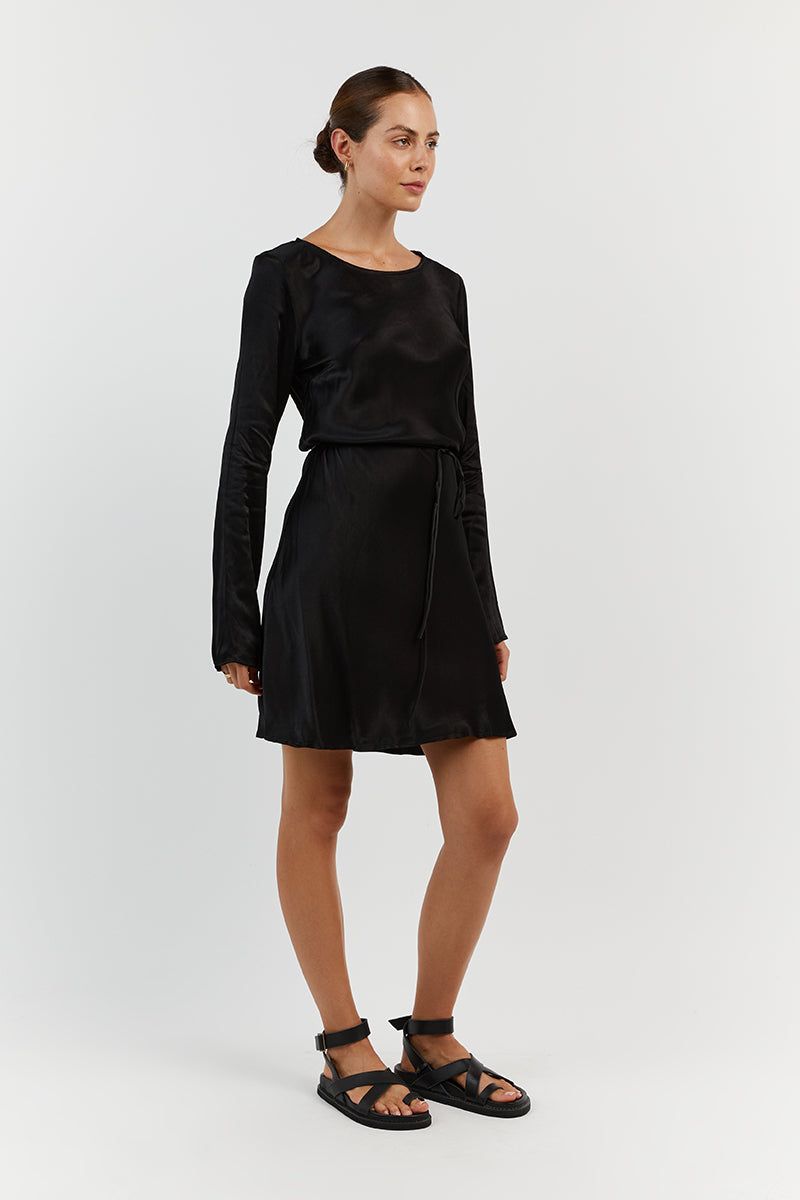 CHARLI BLACK SATIN SLIP MINI DRESS sold by Dissh product image thumbnail 3