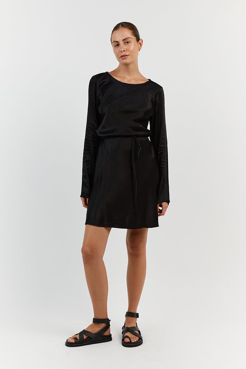 CHARLI BLACK SATIN SLIP MINI DRESS sold by Dissh product image thumbnail 2