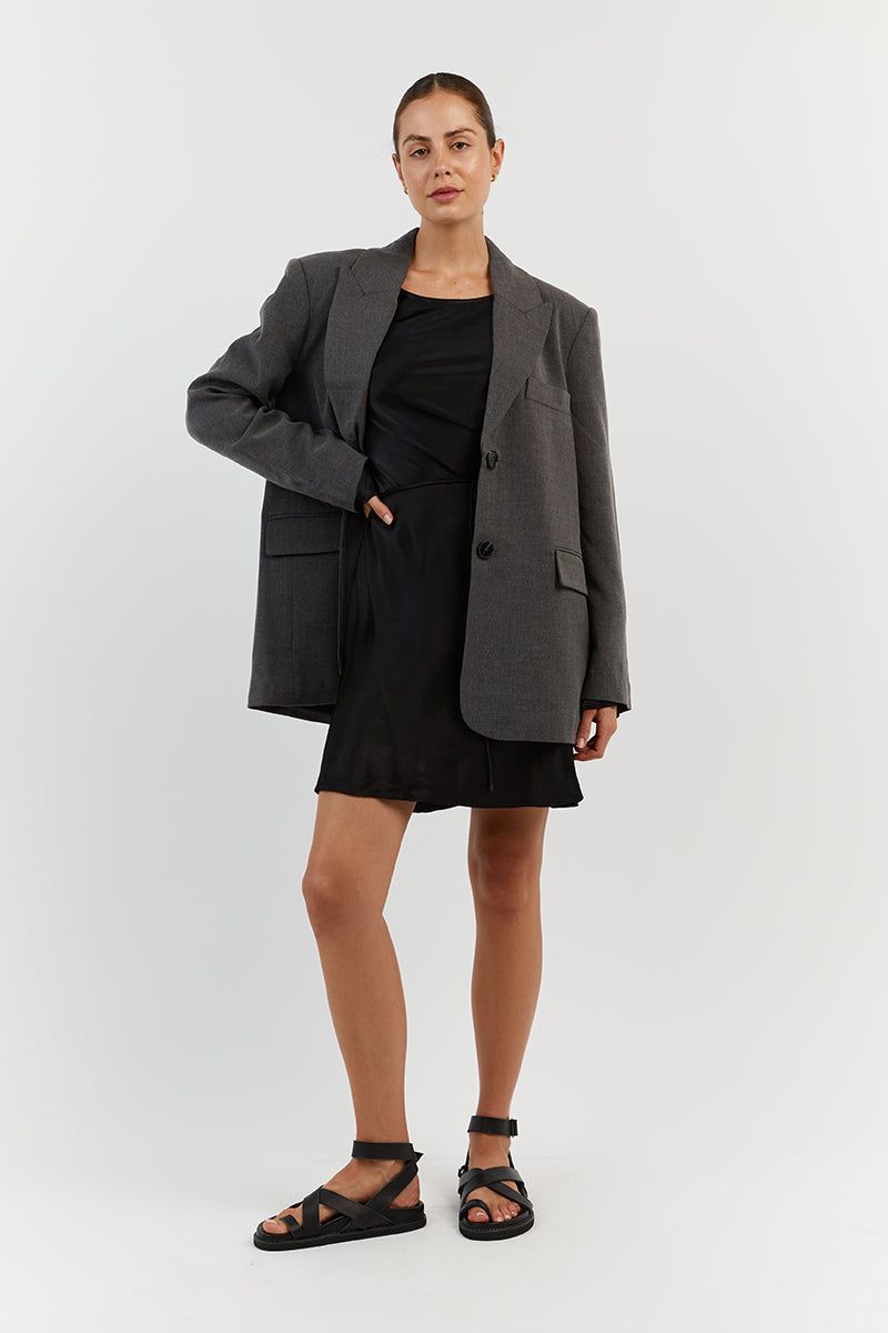 CHARLI BLACK SATIN SLIP MINI DRESS sold by Dissh