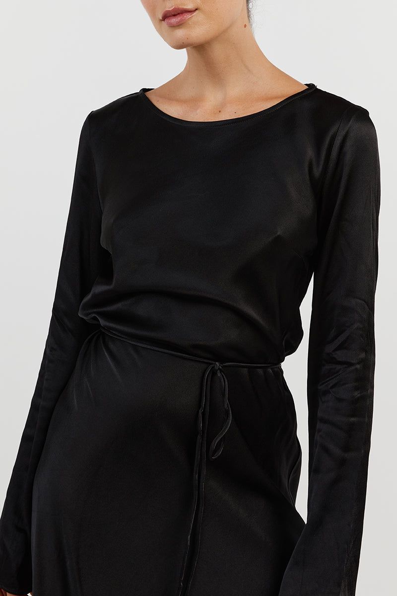 CHARLI BLACK SATIN SLIP MINI DRESS sold by Dissh product image thumbnail 5
