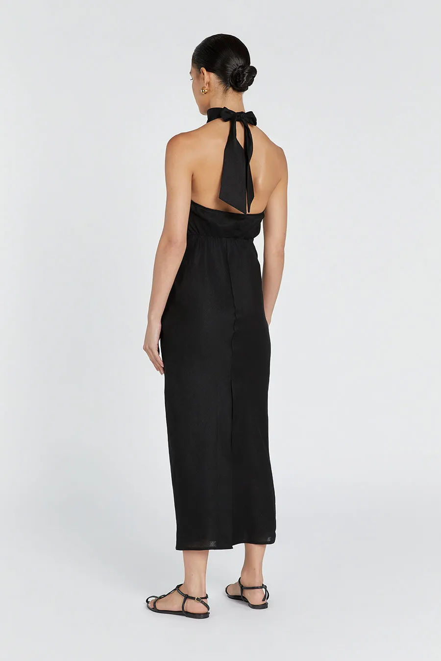 VERA BLACK LINEN MAXI DRESS sold by Dissh product image thumbnail 4