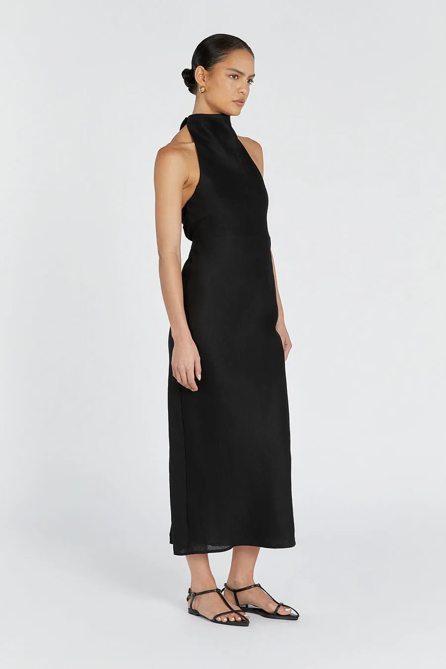 VERA BLACK LINEN MAXI DRESS sold by Dissh product image thumbnail 2