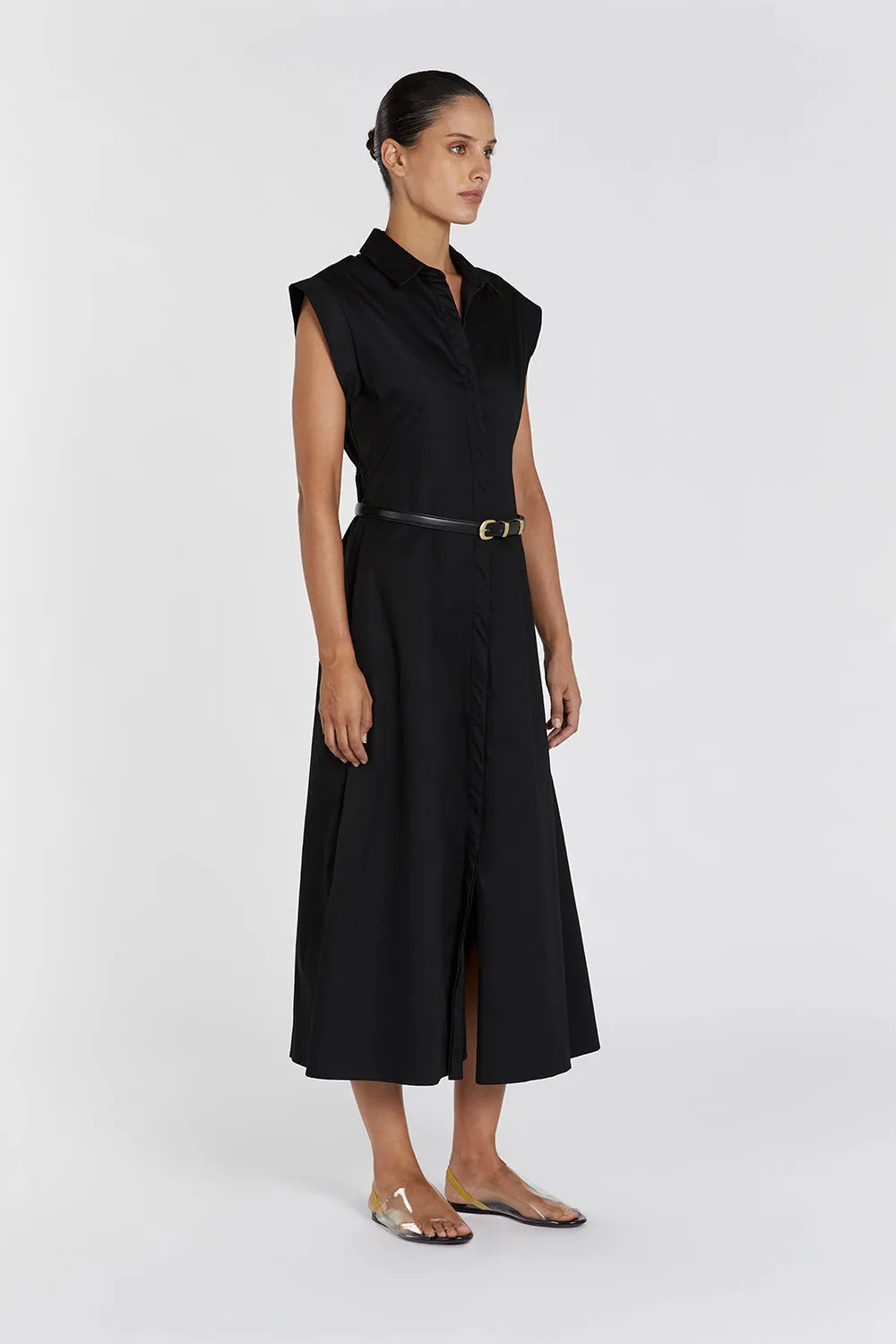 LAUREN BLACK COTTON MIDI DRESS sold by Dissh product image thumbnail 3