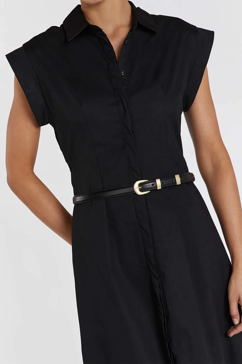 LAUREN BLACK COTTON MIDI DRESS sold by Dissh product image thumbnail 5