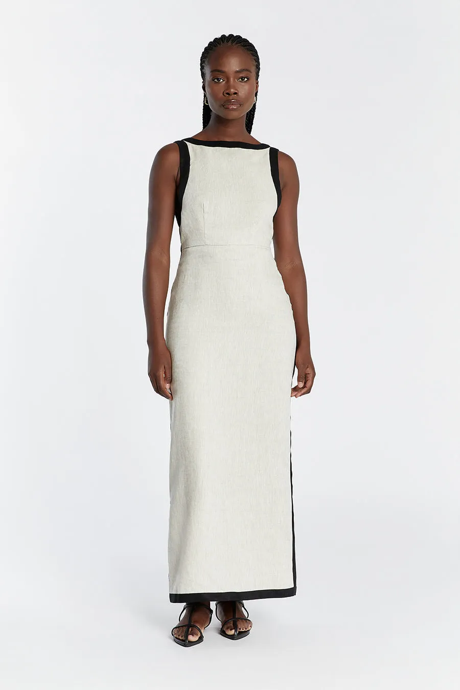 ZURI NATURAL LINEN MAXI DRESS sold by Dissh