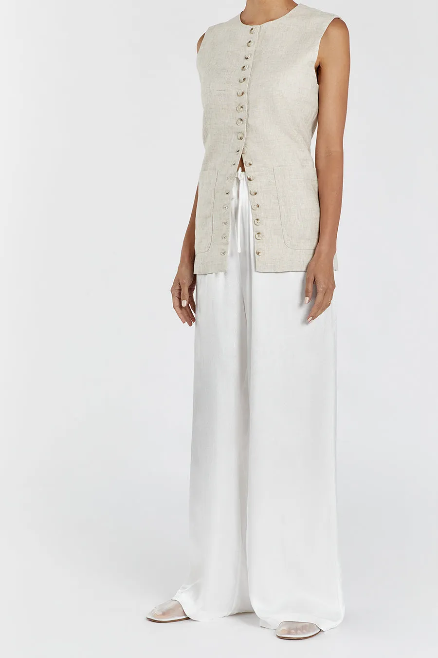 MYA WHITE SATIN PANT sold by Dissh product image thumbnail 2