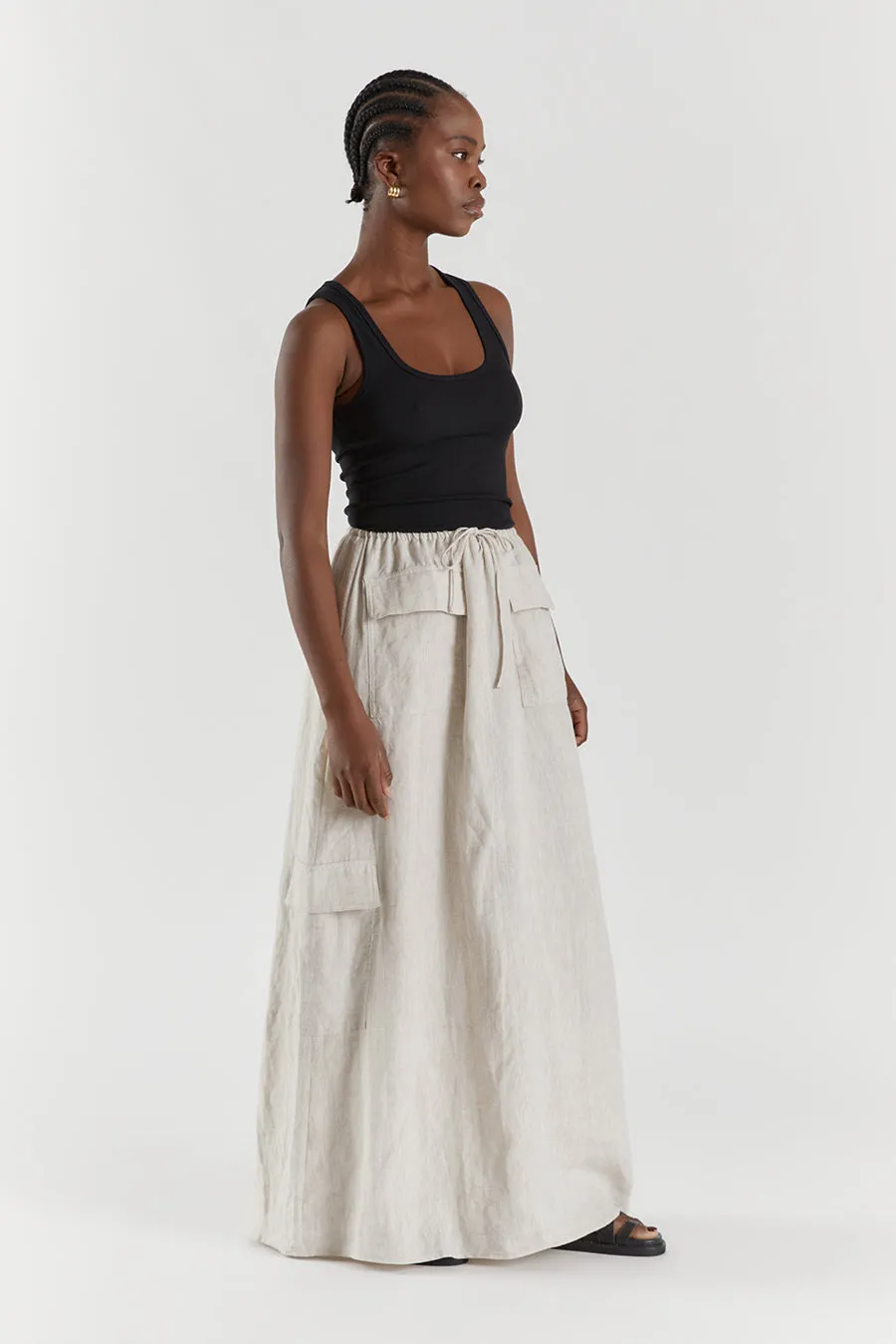 ISLA NATURAL LINEN CARGO MAXI SKIRT sold by Dissh product image thumbnail 3