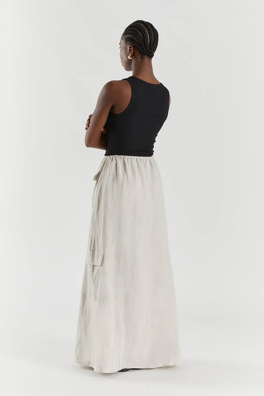 ISLA NATURAL LINEN CARGO MAXI SKIRT sold by Dissh product image thumbnail 4