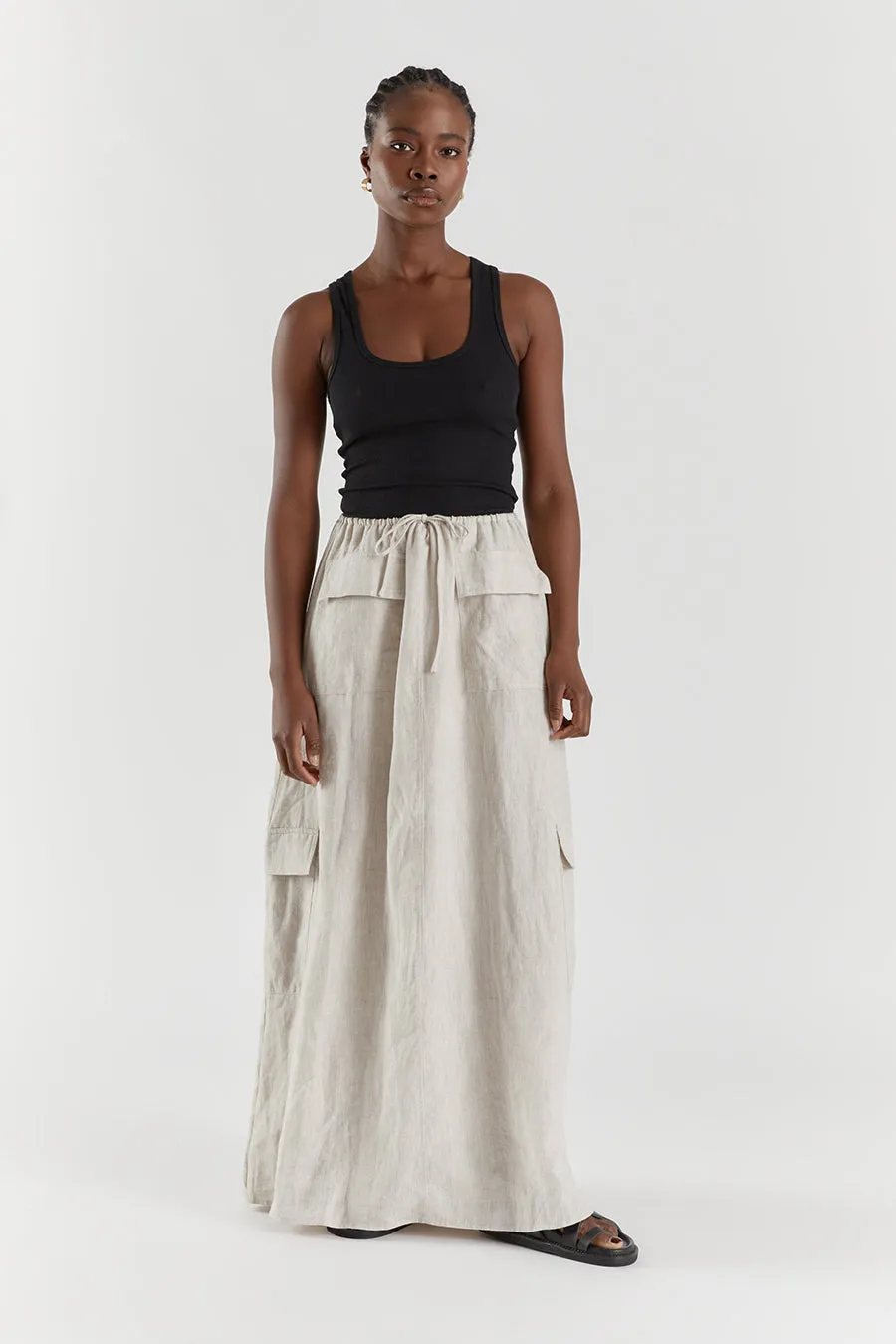 ISLA NATURAL LINEN CARGO MAXI SKIRT sold by Dissh product image thumbnail 2