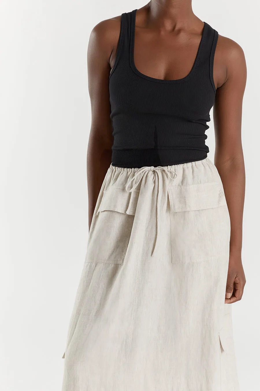 ISLA NATURAL LINEN CARGO MAXI SKIRT sold by Dissh product image thumbnail 5