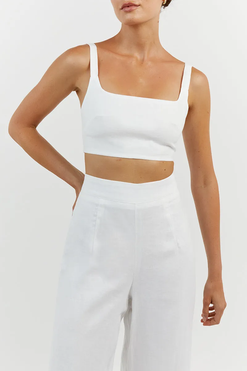 PENNY WHITE LINEN CROP TOP sold by Dissh product image thumbnail 5