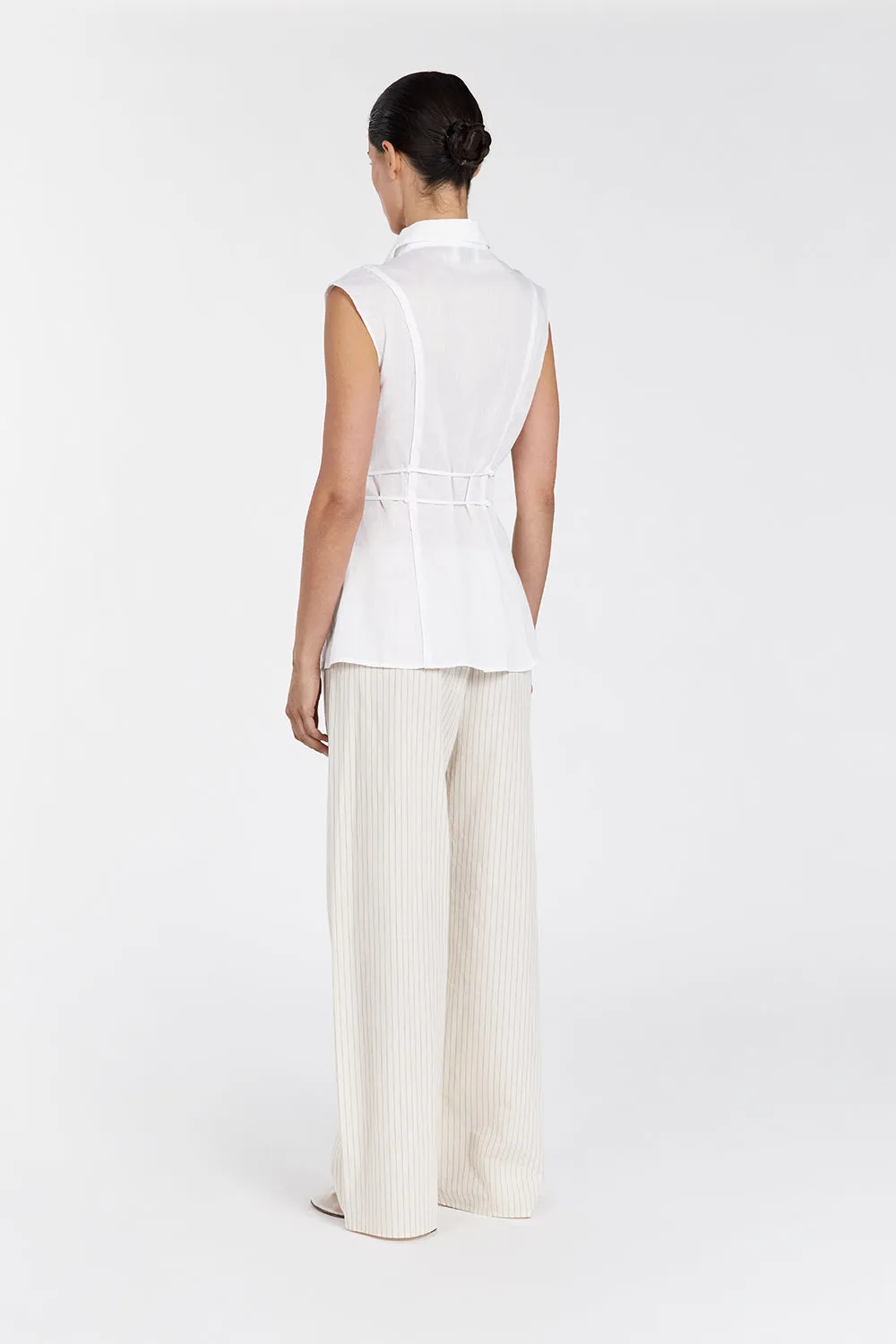 JASE WHITE LINEN SLEEVELESS TOP sold by Dissh product image thumbnail 5