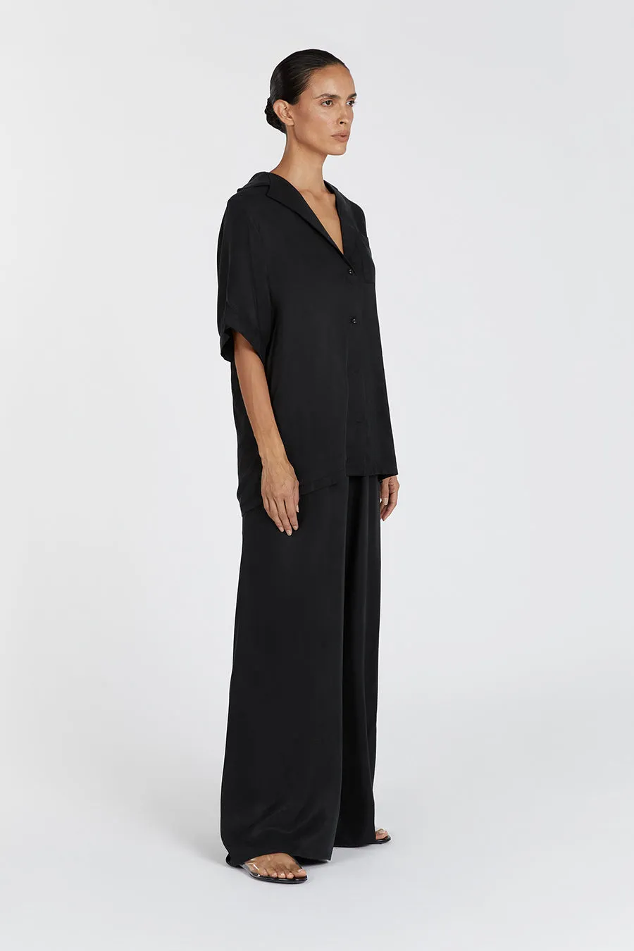 KINGSTON BLACK CUPRO WIDE LEG PANT sold by Dissh product image thumbnail 2