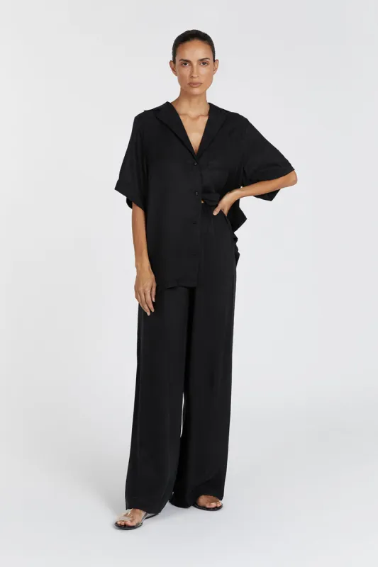 KINGSTON BLACK CUPRO WIDE LEG PANT sold by Dissh
