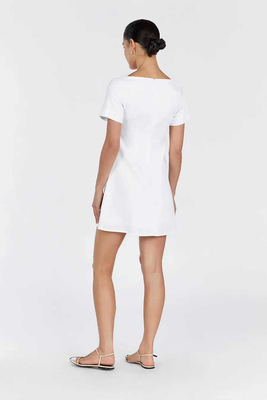JAMIE WHITE LINEN MINI DRESS sold by Dissh product image thumbnail 4