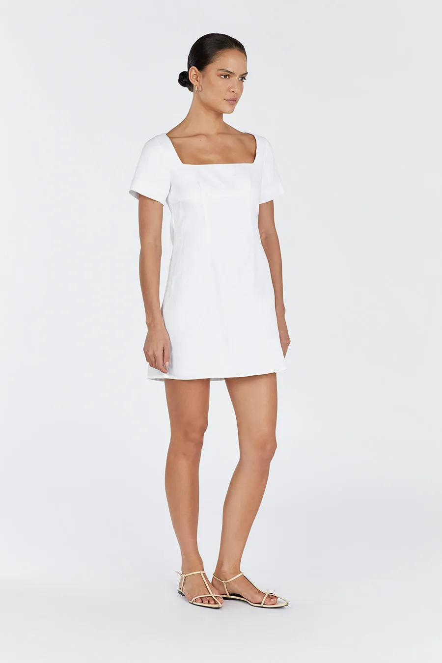 JAMIE WHITE LINEN MINI DRESS sold by Dissh product image thumbnail 3