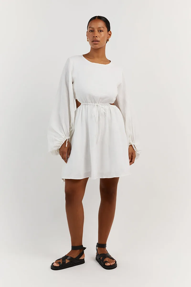 MOLLY WHITE LINEN MINI DRESS sold by Dissh