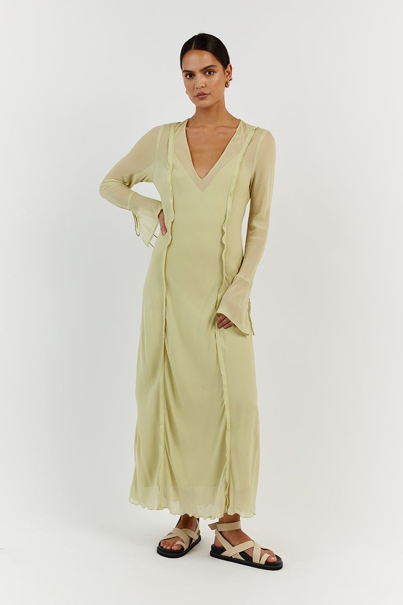 BOWIE LIME SHEER DRESS sold by Dissh