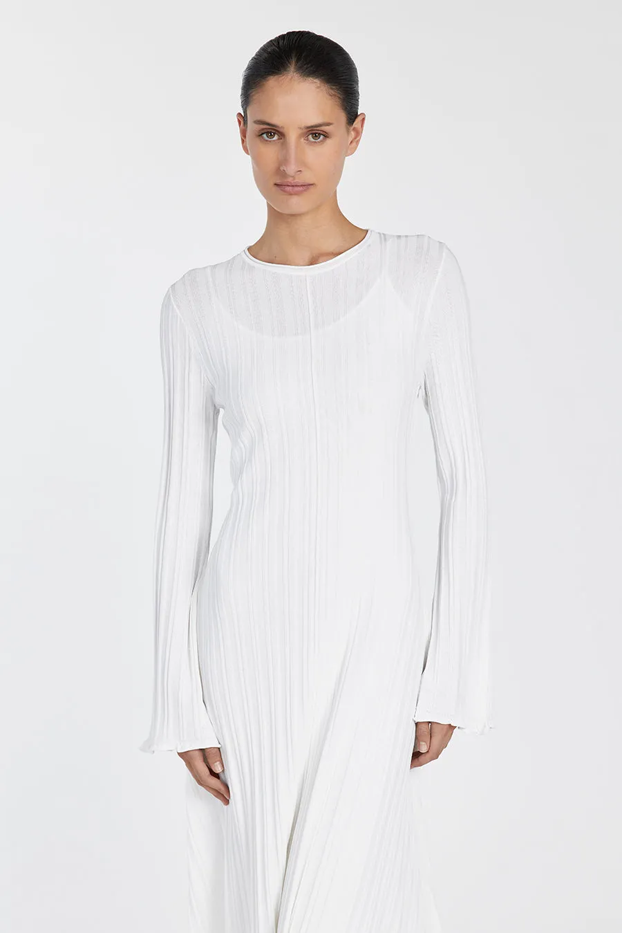 SYLVIA OFF WHITE KNIT MIDI DRESS sold by Dissh product image thumbnail 2