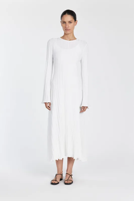 SYLVIA OFF WHITE KNIT MIDI DRESS sold by Dissh