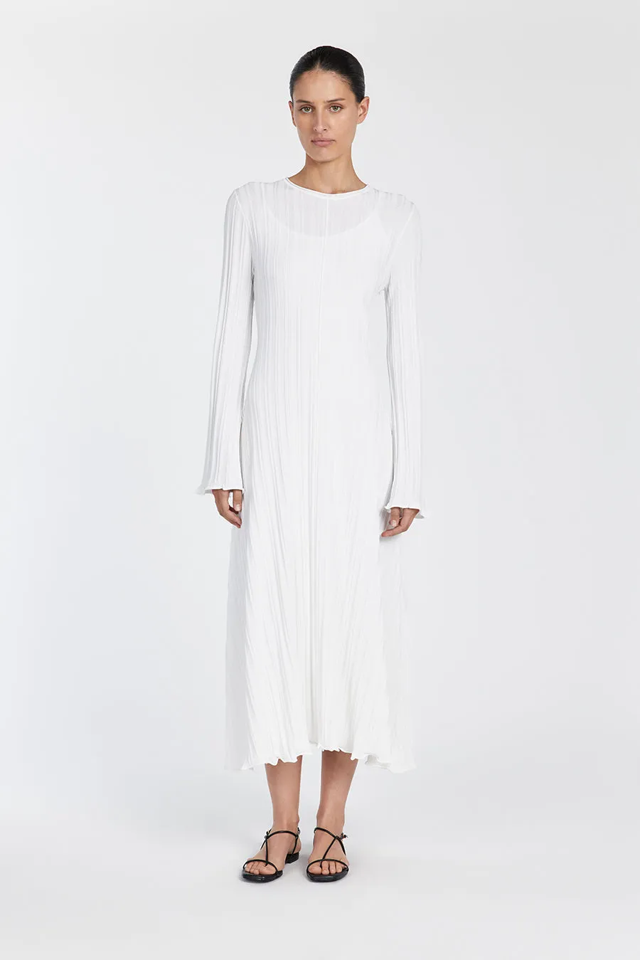 SYLVIA OFF WHITE KNIT MIDI DRESS sold by Dissh