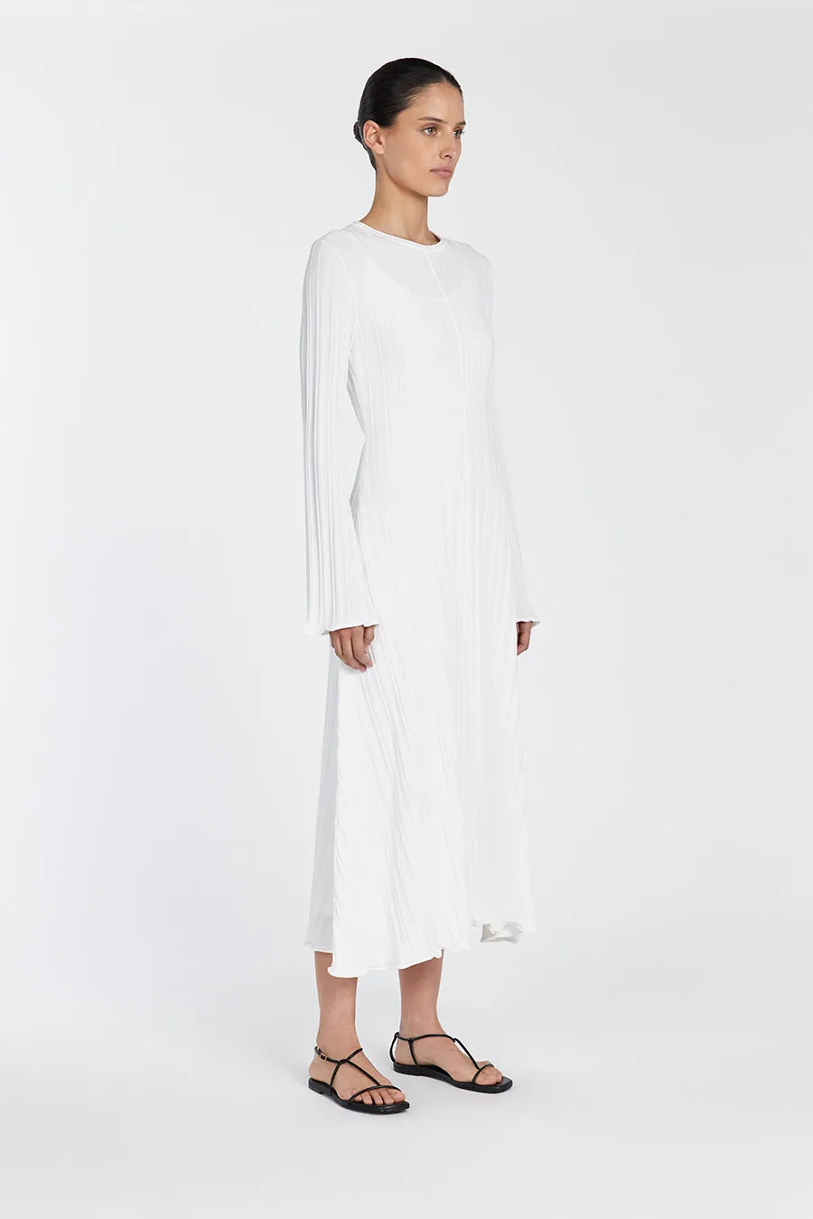 SYLVIA OFF WHITE KNIT MIDI DRESS sold by Dissh product image thumbnail 3
