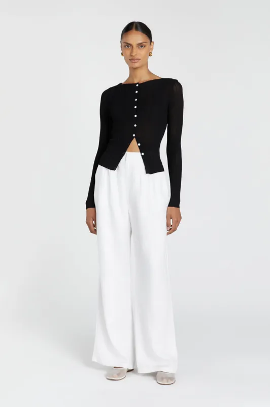 GEMMA BLACK LONG SLEEVE KNIT TOP sold by Dissh