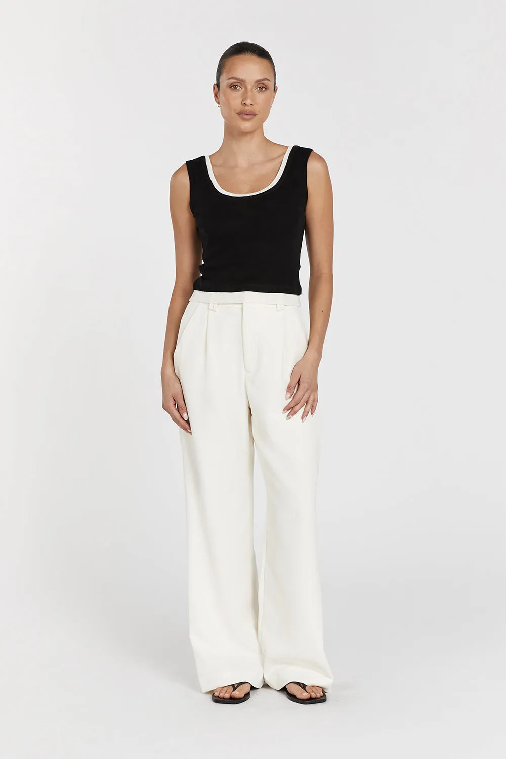 NOEL BLACK CONTRAST KNIT TANK sold by Dissh