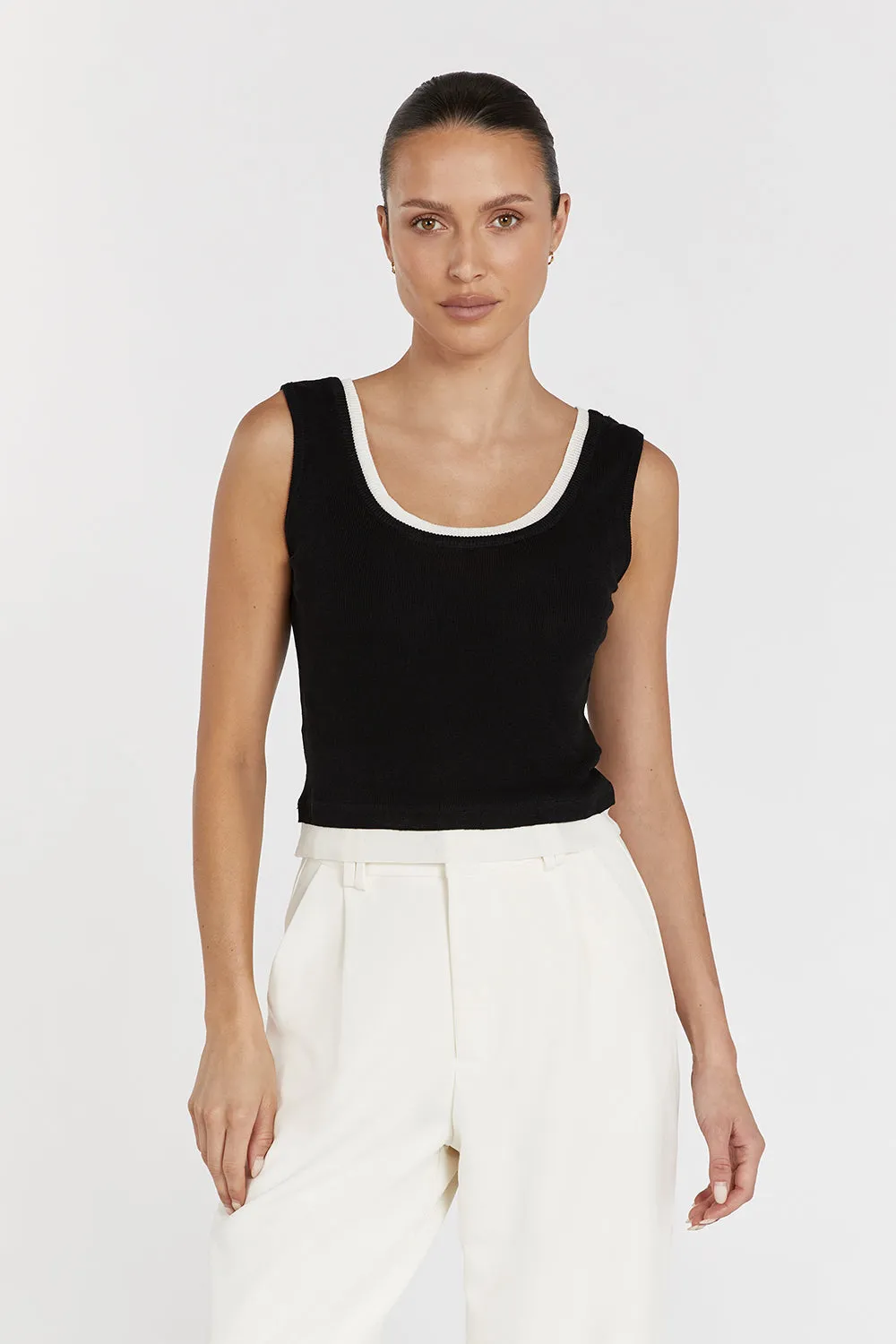 NOEL BLACK CONTRAST KNIT TANK sold by Dissh product image thumbnail 2