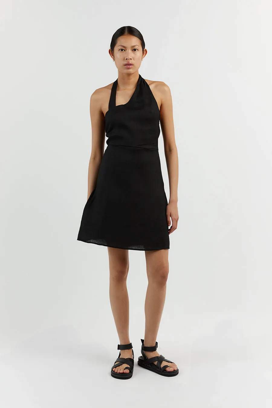 ZOEY BLACK ASYM LINEN MINI DRESS sold by Dissh product image thumbnail 2