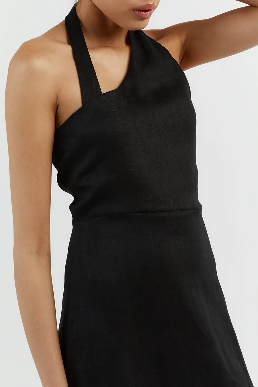 ZOEY BLACK ASYM LINEN MINI DRESS sold by Dissh product image thumbnail 5