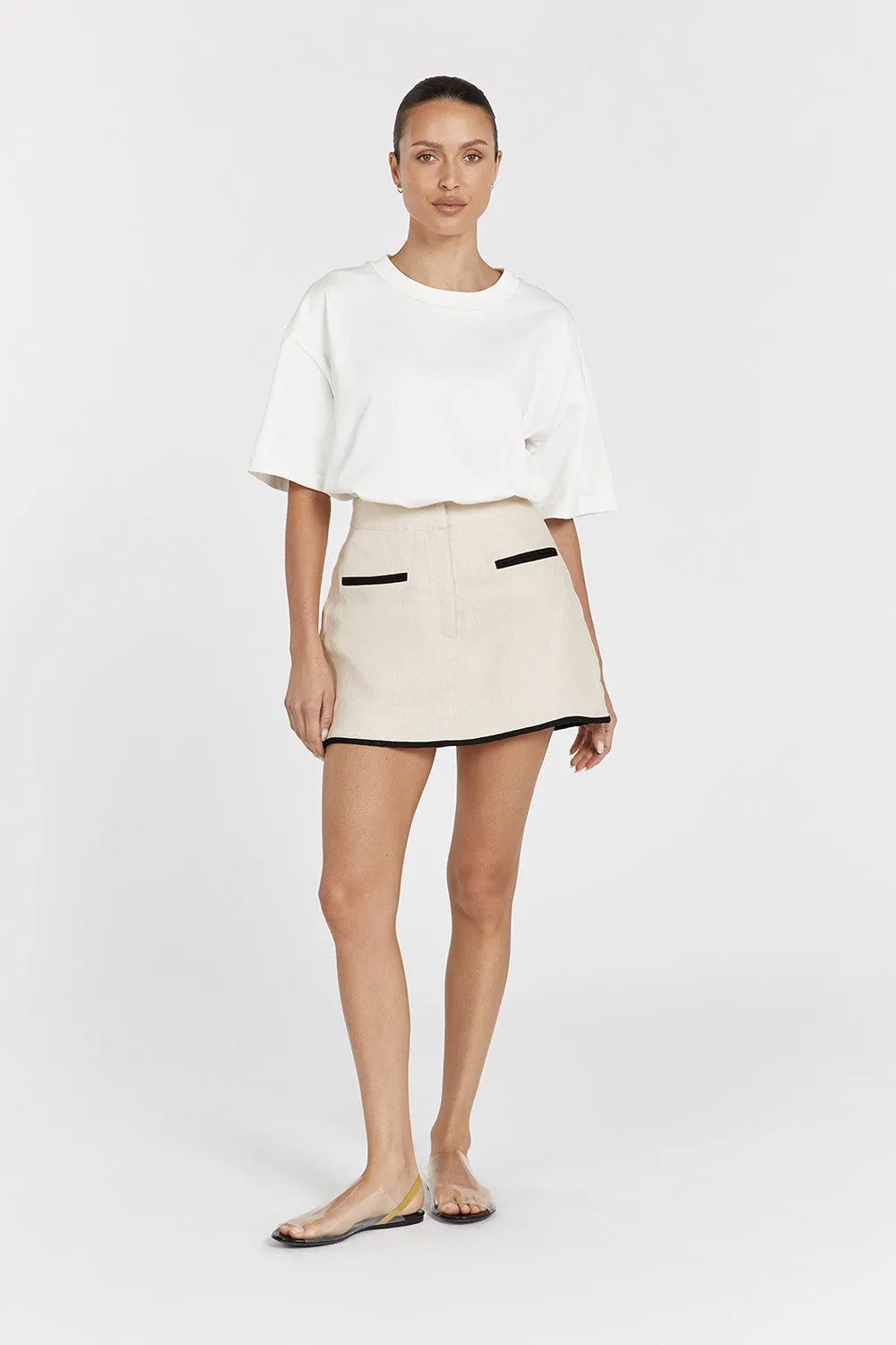 VON CREAM LINEN SKORT sold by Dissh