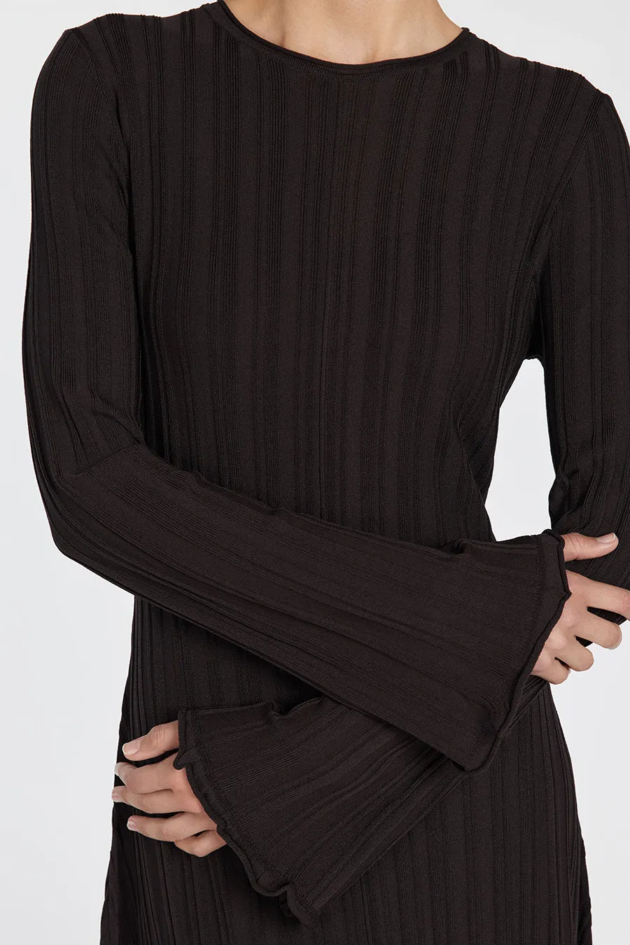 SYLVIA BITTER CHOC KNIT MIDI DRESS sold by Dissh product image thumbnail 5