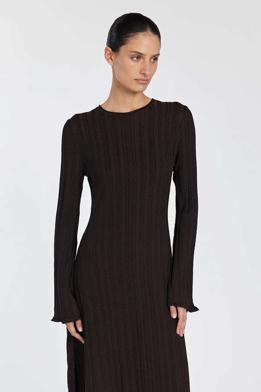 SYLVIA BITTER CHOC KNIT MIDI DRESS sold by Dissh product image thumbnail 2