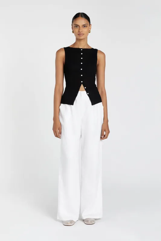 GEMMA BLACK SLEEVELESS KNIT TOP sold by Dissh