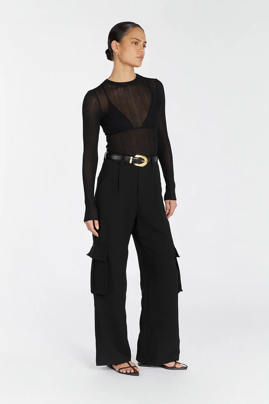 HARPER BLACK LONG SLEEVE KNIT TOP sold by Dissh product image thumbnail 3