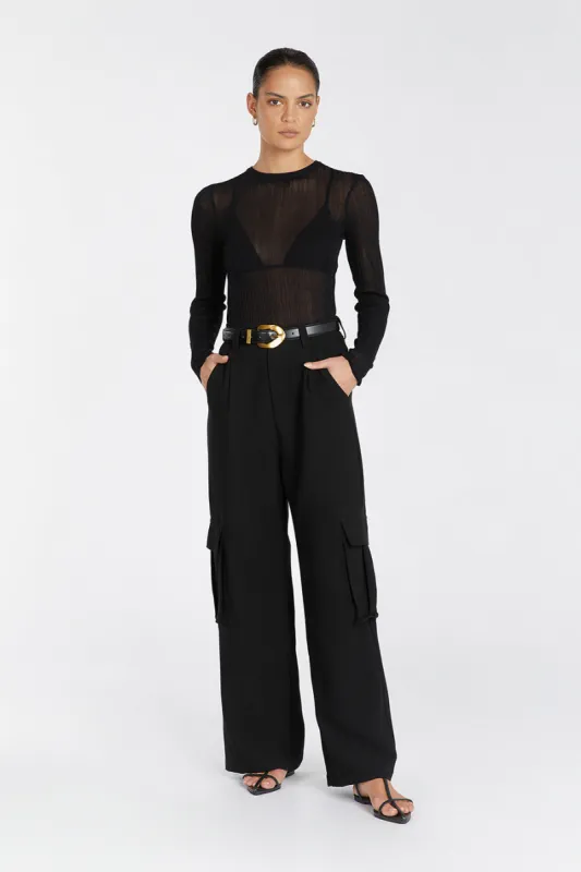 HARPER BLACK LONG SLEEVE KNIT TOP sold by Dissh