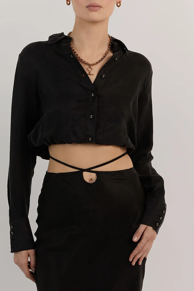 MIA BLACK CROPPED SLEEVED SHIRT sold by Dissh product image thumbnail 5