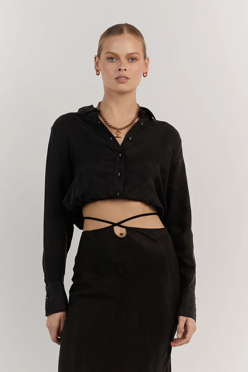 MIA BLACK CROPPED SLEEVED SHIRT sold by Dissh product image thumbnail 2