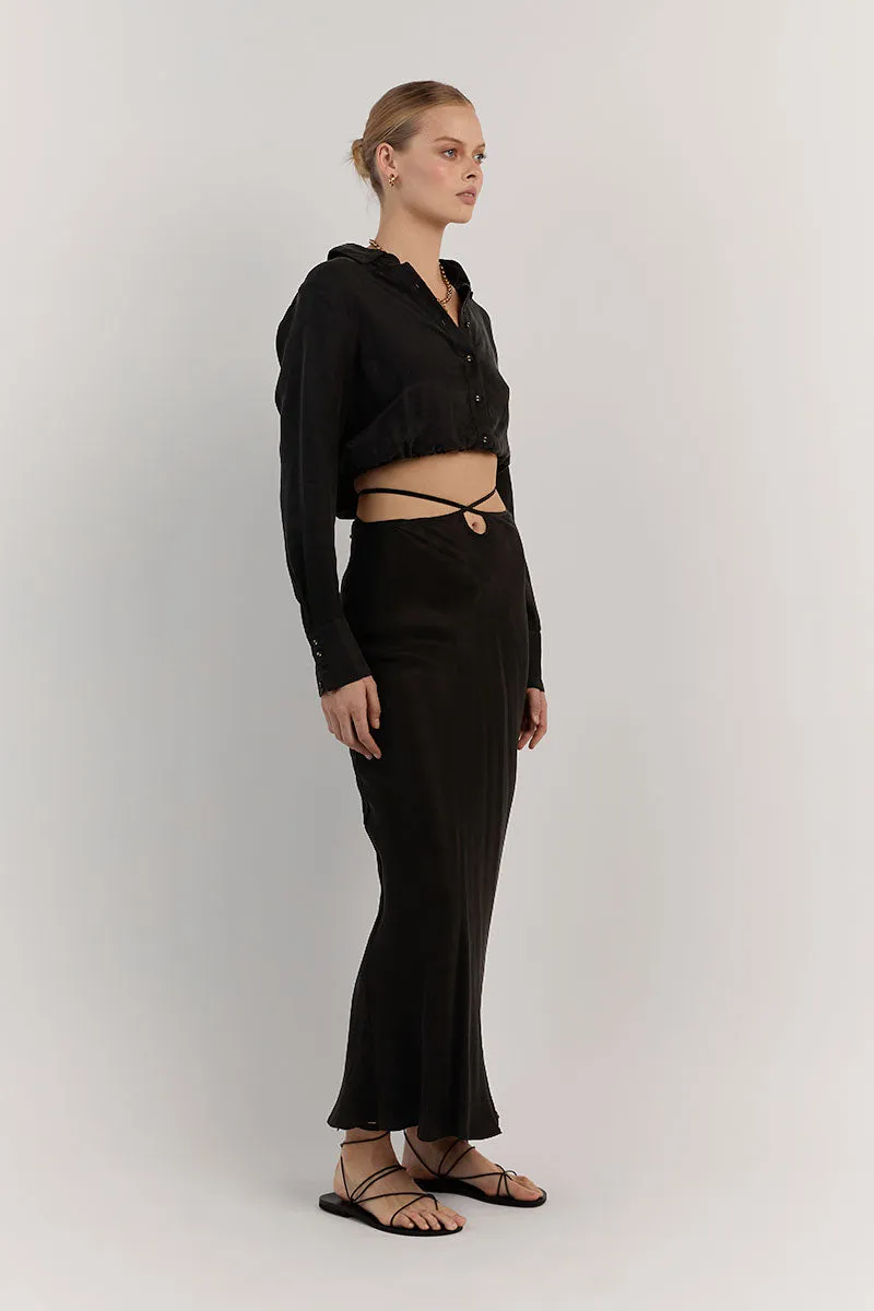 MIA BLACK CROPPED SLEEVED SHIRT sold by Dissh product image thumbnail 3